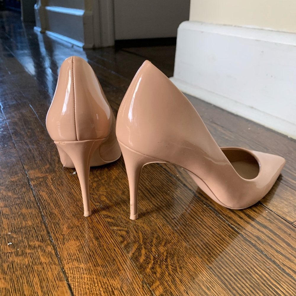 Nude Patent Leather Pumps